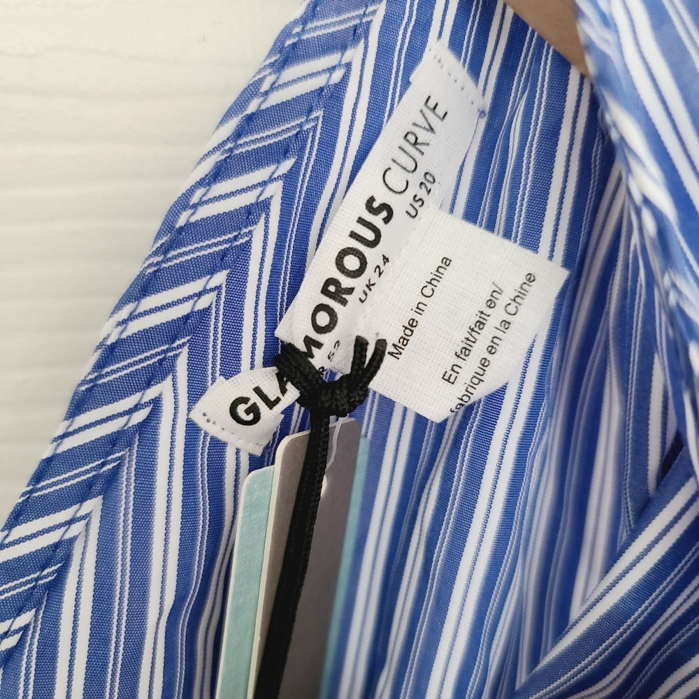 Anthropologie Blue & White Striped V-Neck Midi Sundress - Picture 7 of 10